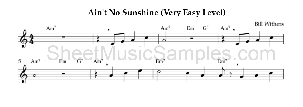 Ain't No Sunshine (Very Easy Level)