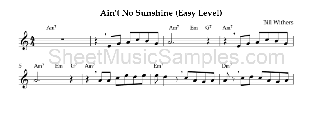 Ain't No Sunshine (Easy Level)