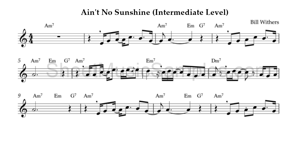 Ain't No Sunshine (Intermediate Level)