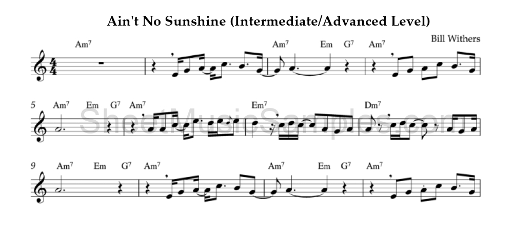 Ain't No Sunshine (Intermediate/Advanced Level)