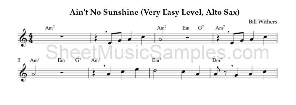 Ain't No Sunshine (Very Easy Level, Alto Sax)