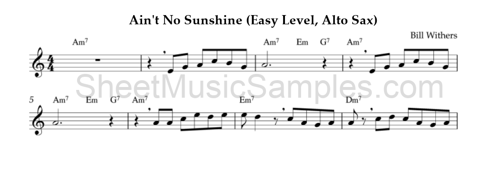 Ain't No Sunshine (Easy Level, Alto Sax)