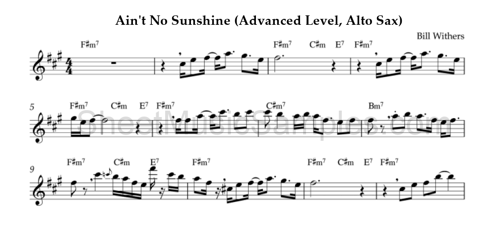 Ain't No Sunshine (Advanced Level, Alto Sax)