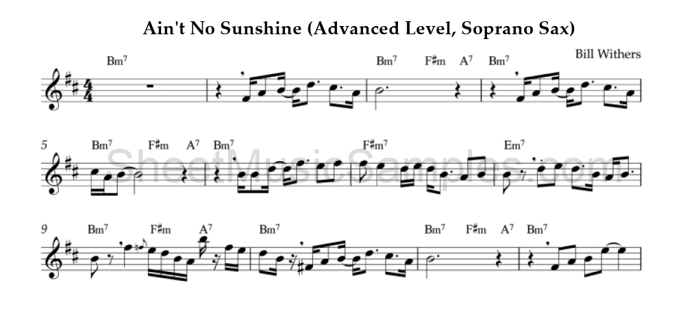 Ain't No Sunshine (Advanced Level, Soprano Sax)