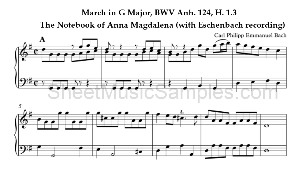 March in G Major, BWV Anh. 124, H. 1.3 - The Notebook of Anna Magdalena (with Eschenbach recording)