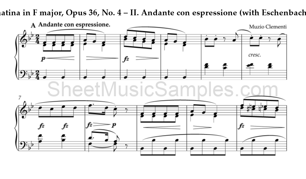 Sonatina in F major, Opus 36, No. 4 – II. Andante con espressione (with Eschenbach recording)