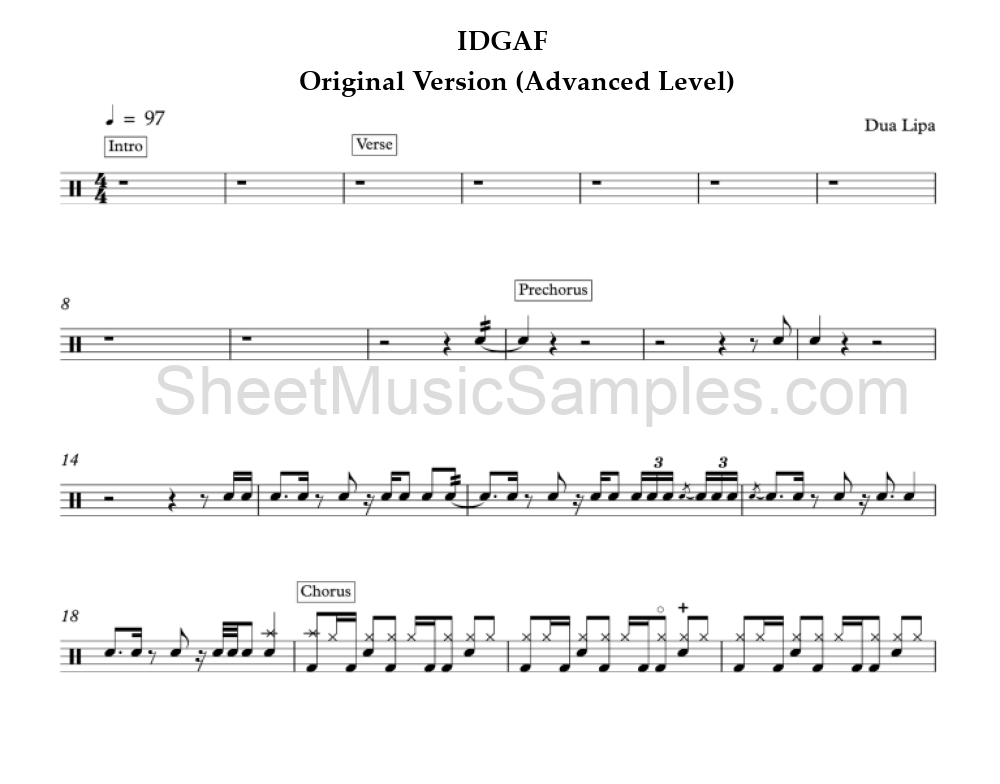 Dua Lipa Drums Sheet Music 9083