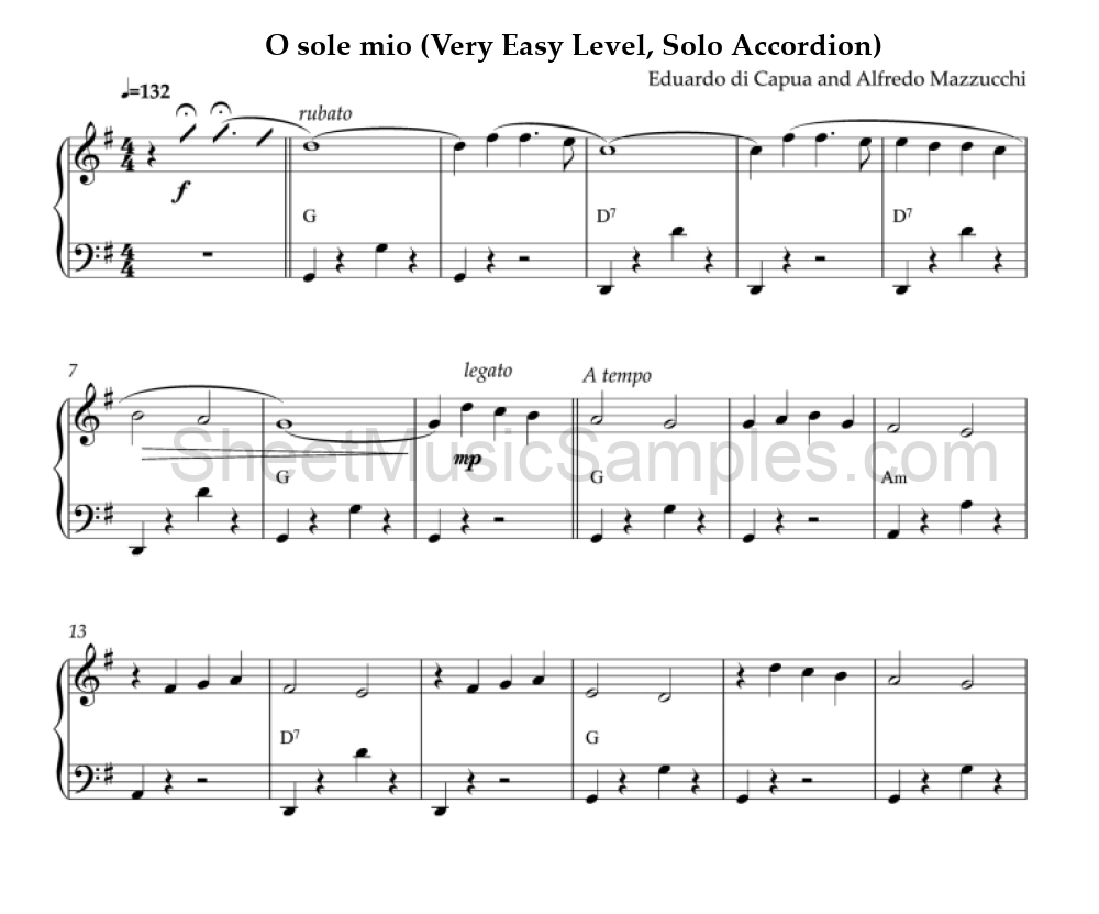 O sole mio (Very Easy Level, Solo Accordion)