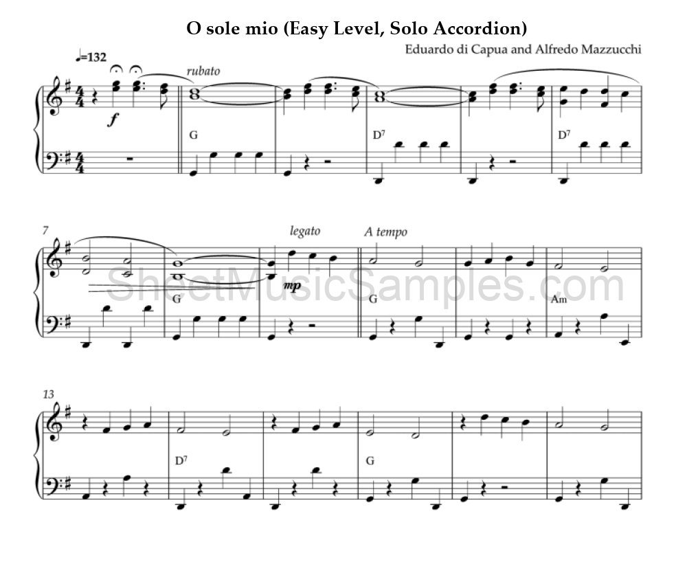 O sole mio (Easy Level, Solo Accordion)