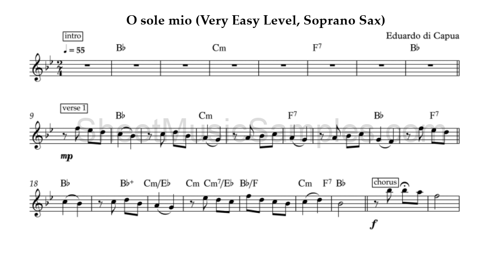 O sole mio (Very Easy Level, Soprano Sax)