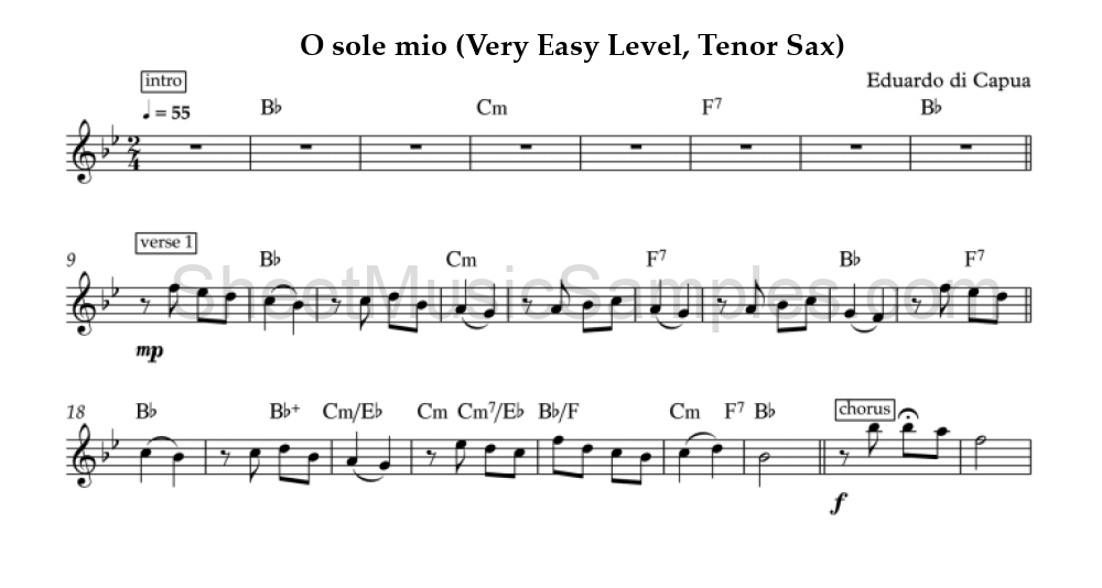 O sole mio (Very Easy Level, Tenor Sax)