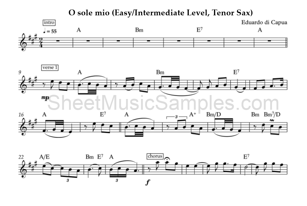 O sole mio (Easy/Intermediate Level, Tenor Sax)