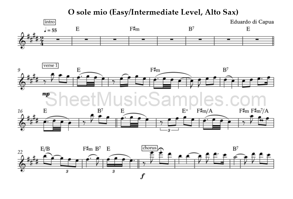 O sole mio (Easy/Intermediate Level, Alto Sax)