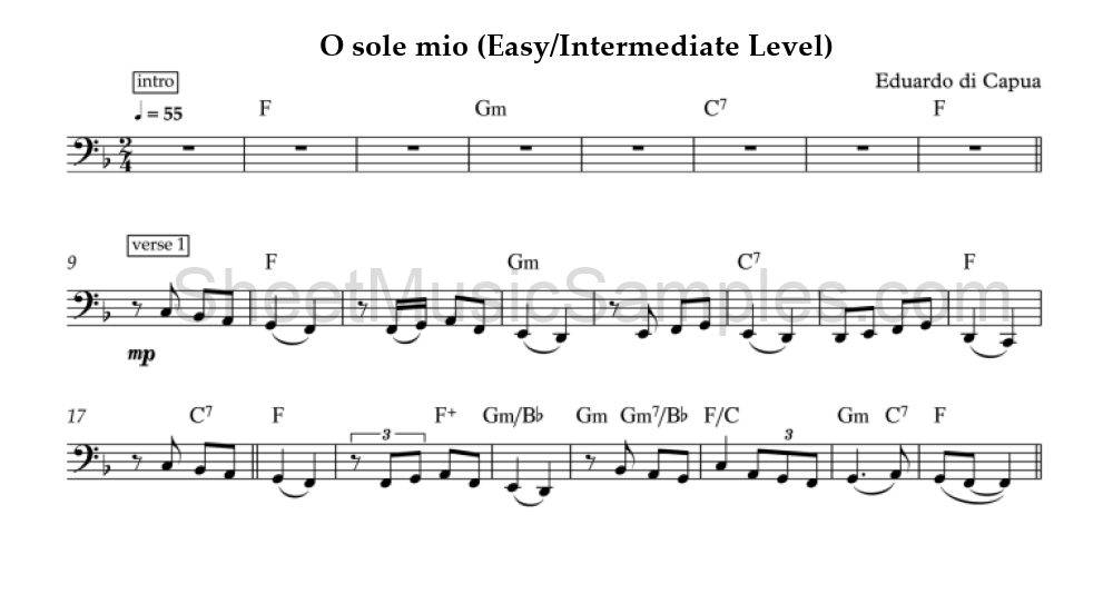 O sole mio (Easy/Intermediate Level)