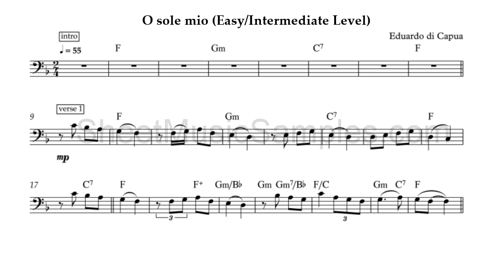 O sole mio (Easy/Intermediate Level)