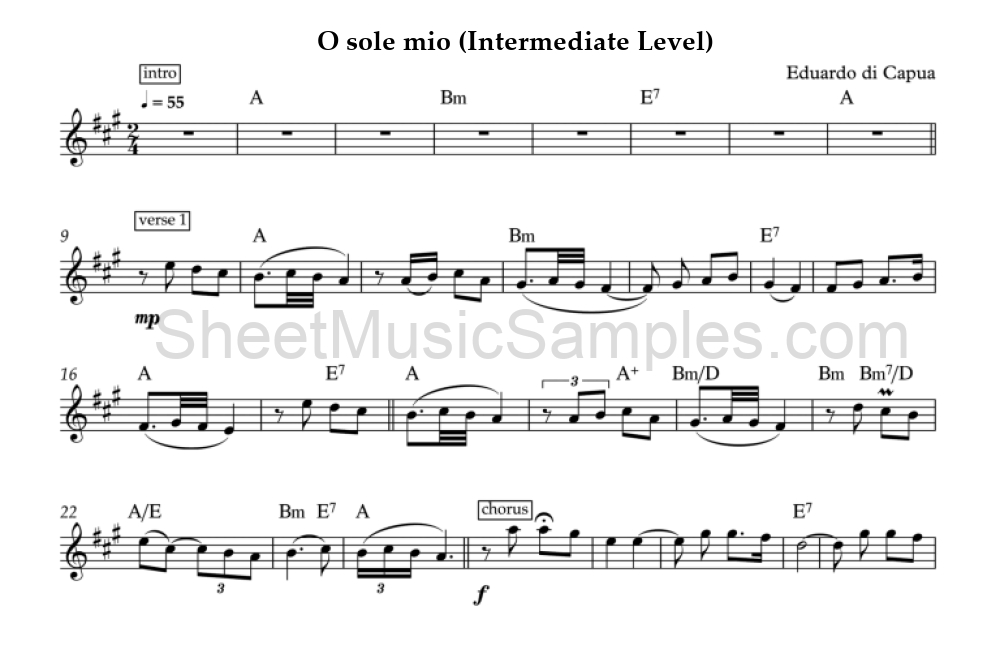 O sole mio (Intermediate Level)