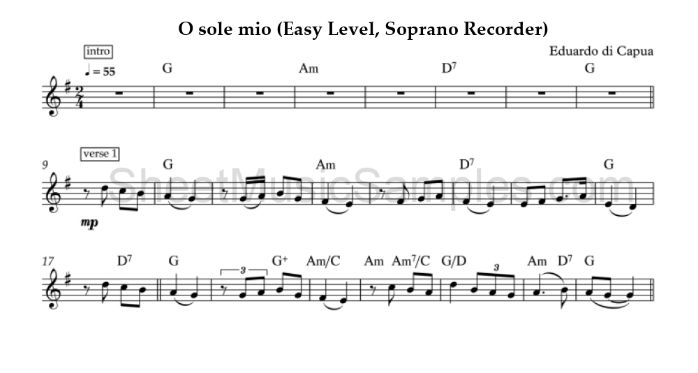 O sole mio (Easy Level, Soprano Recorder)