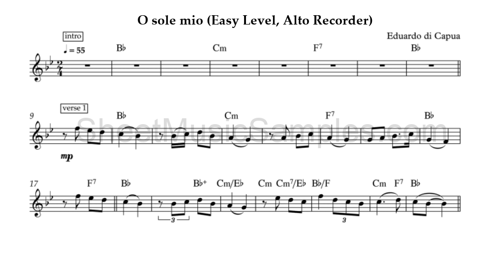 O sole mio (Easy Level, Alto Recorder)