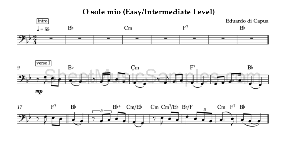 O sole mio (Easy/Intermediate Level)