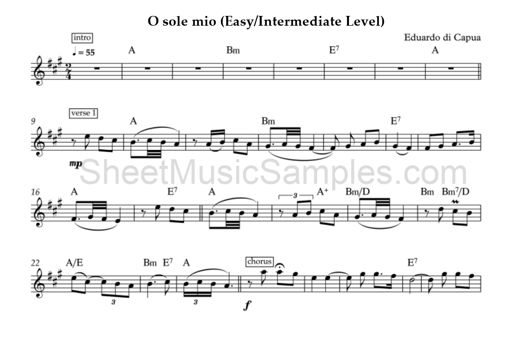 O sole mio (Easy/Intermediate Level)