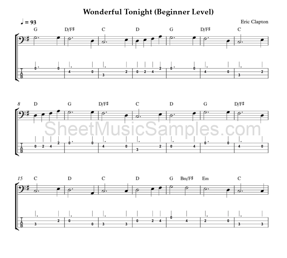 Wonderful Tonight (Beginner Level)