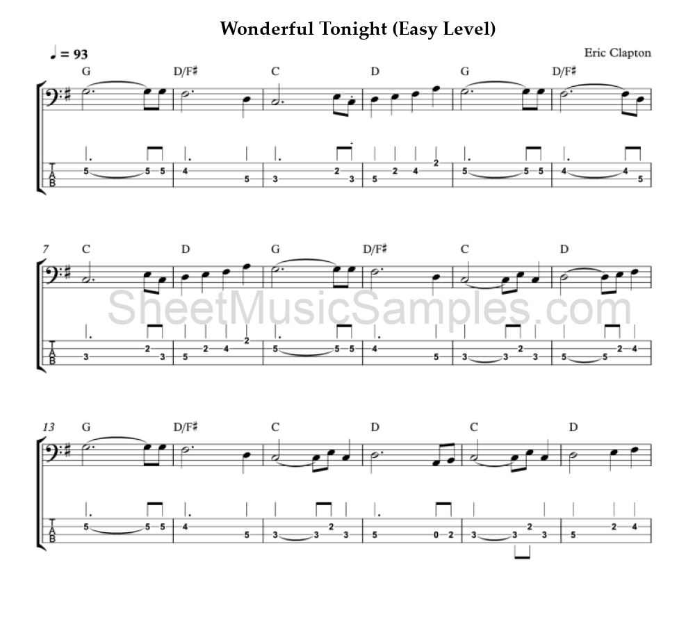 Wonderful Tonight (Easy Level)