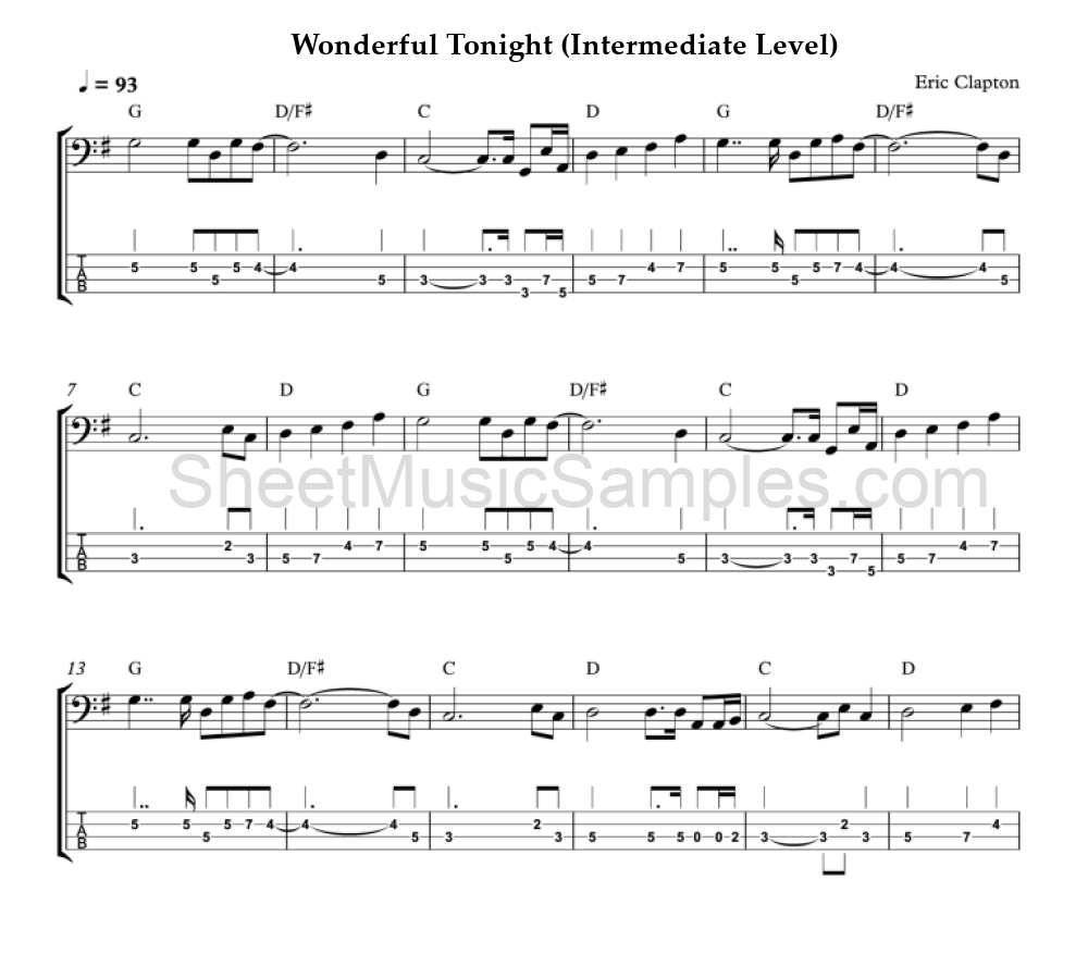 Wonderful Tonight (Intermediate Level)