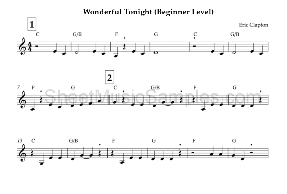 Wonderful Tonight (Beginner Level)