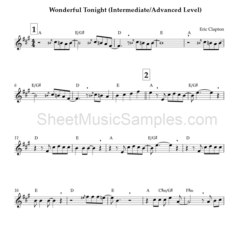 Wonderful Tonight (Intermediate/Advanced Level)