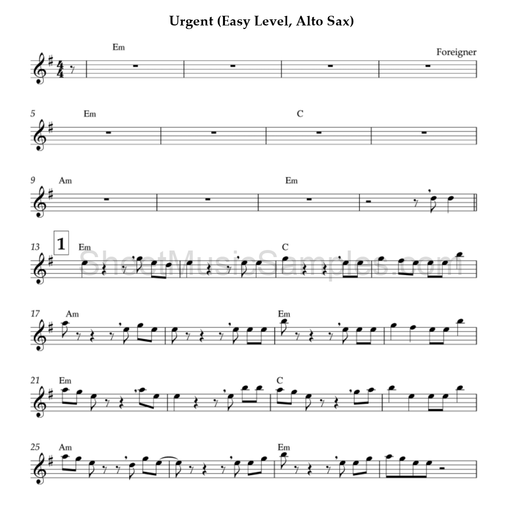 Urgent (Easy Level, Alto Sax)