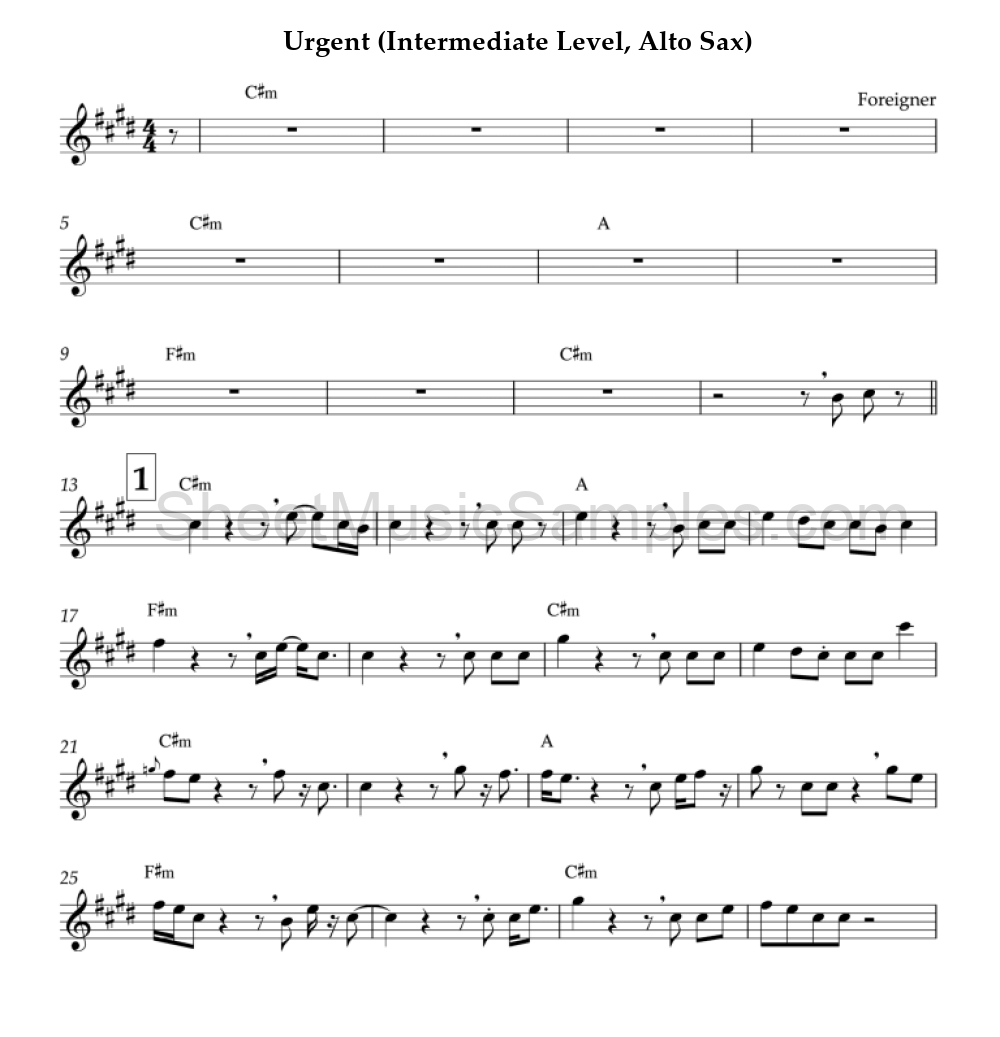 Urgent (Intermediate Level, Alto Sax)