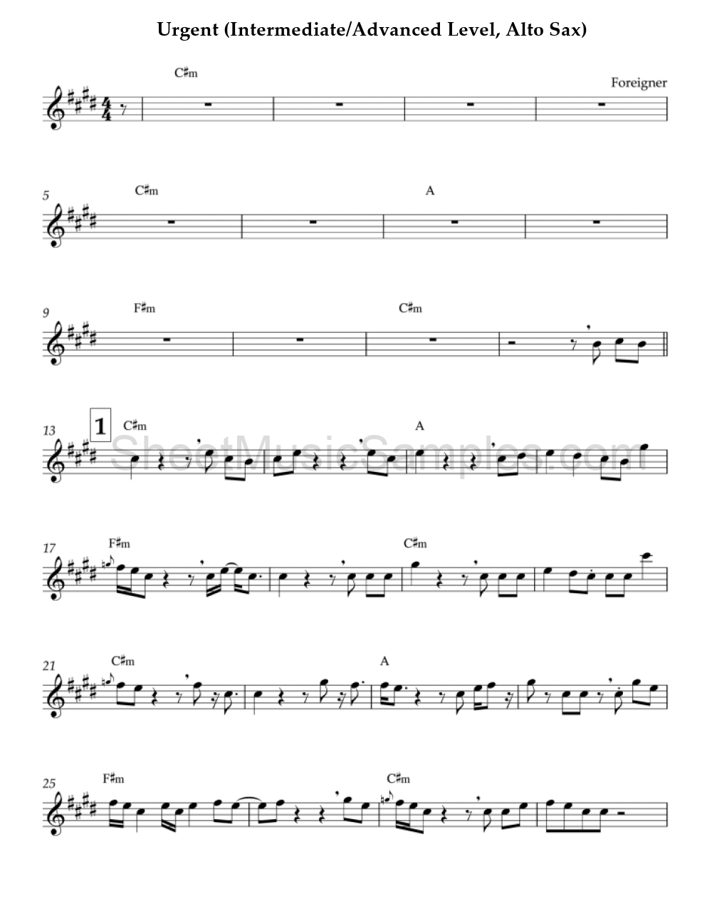 Urgent (Intermediate/Advanced Level, Alto Sax)