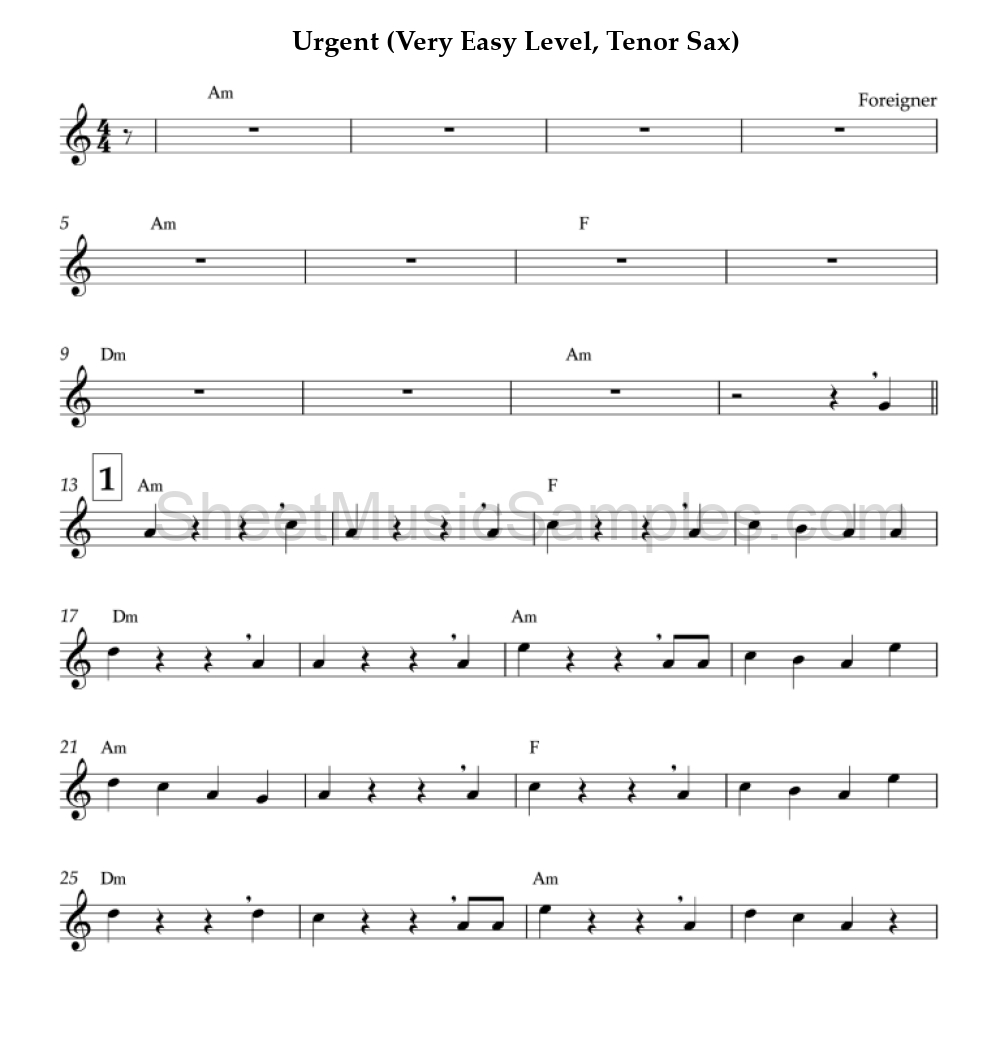 Urgent (Very Easy Level, Tenor Sax)