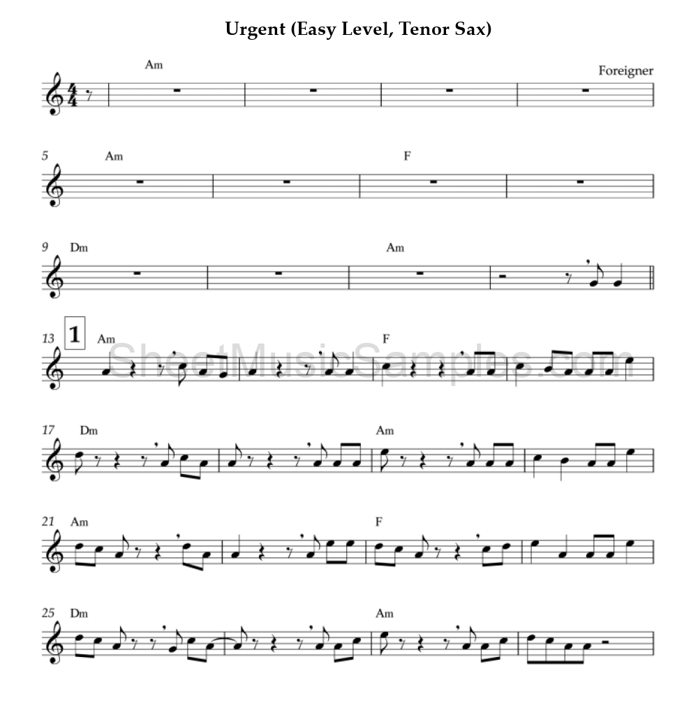 Urgent (Easy Level, Tenor Sax)