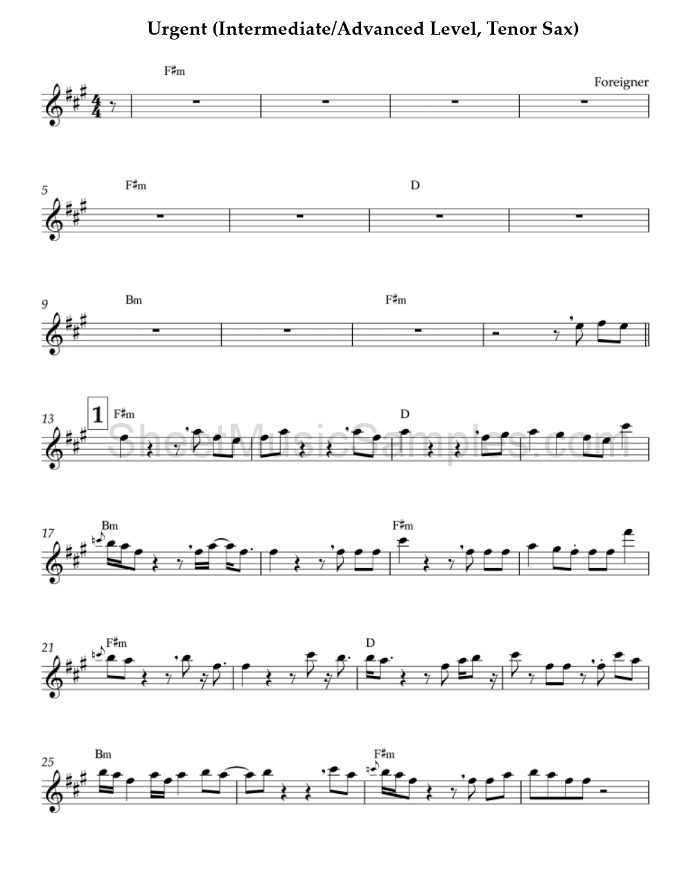 Urgent (Intermediate/Advanced Level, Tenor Sax)