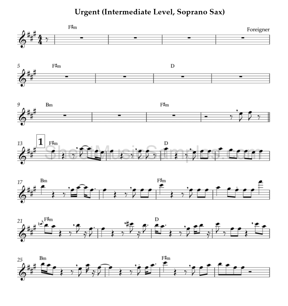 Urgent (Intermediate Level, Soprano Sax)