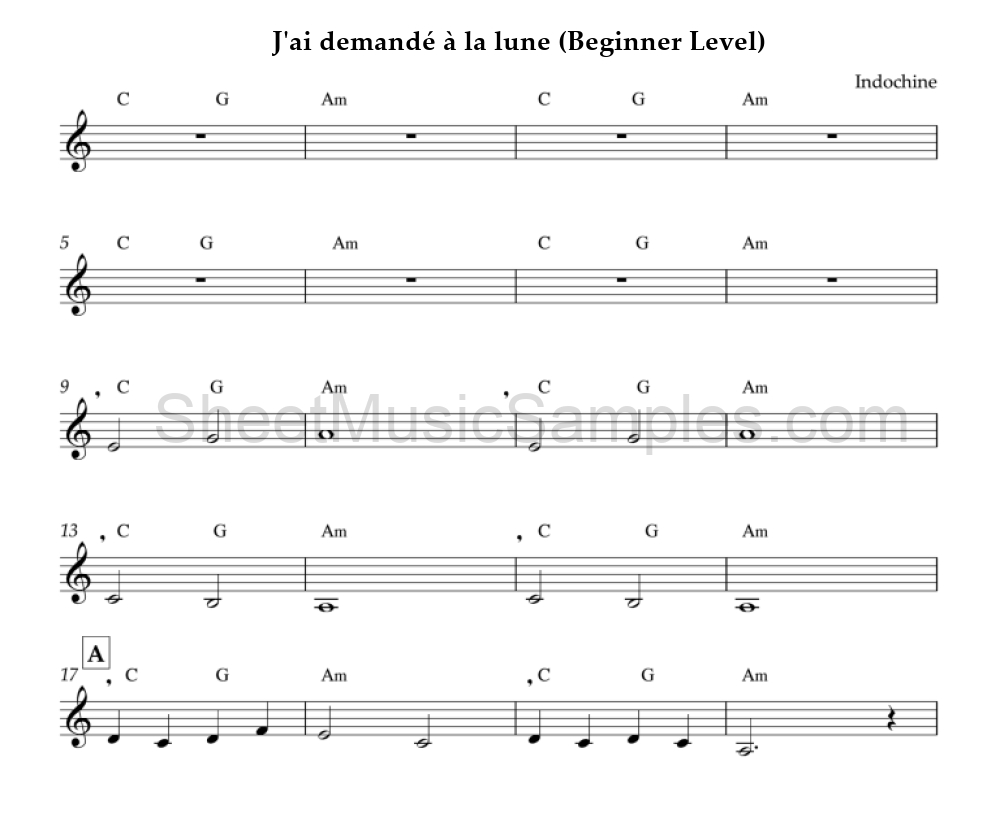 J'ai demandé à la lune (Beginner Level)