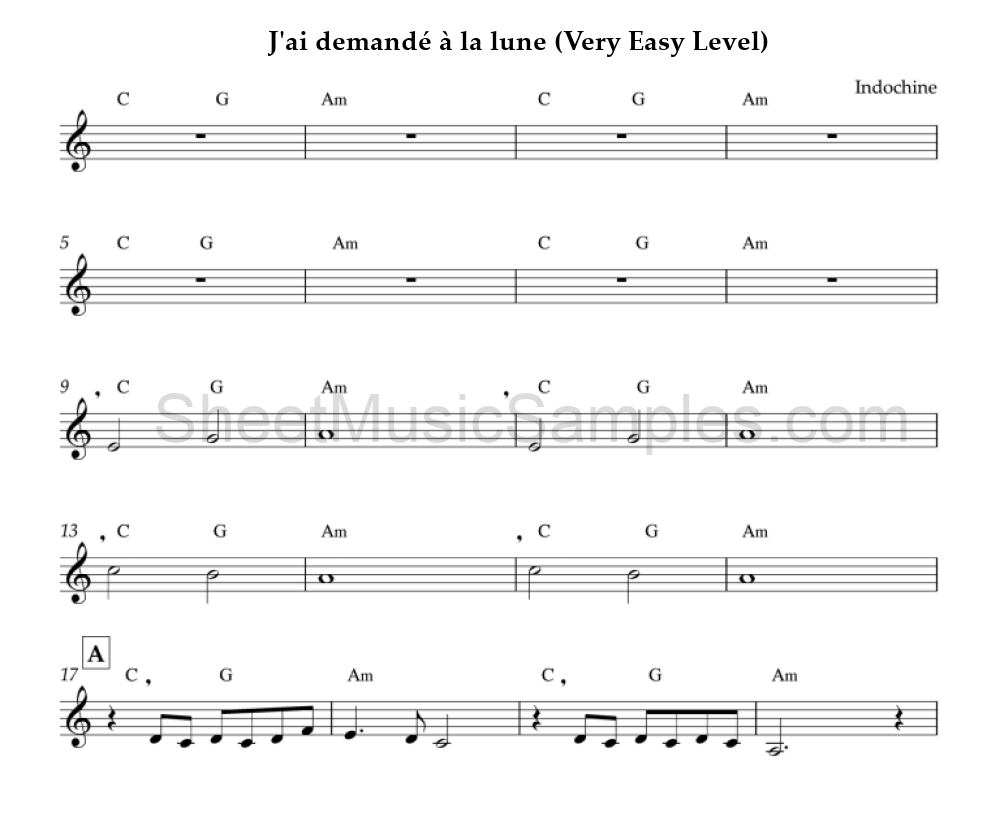 J'ai demandé à la lune (Very Easy Level)