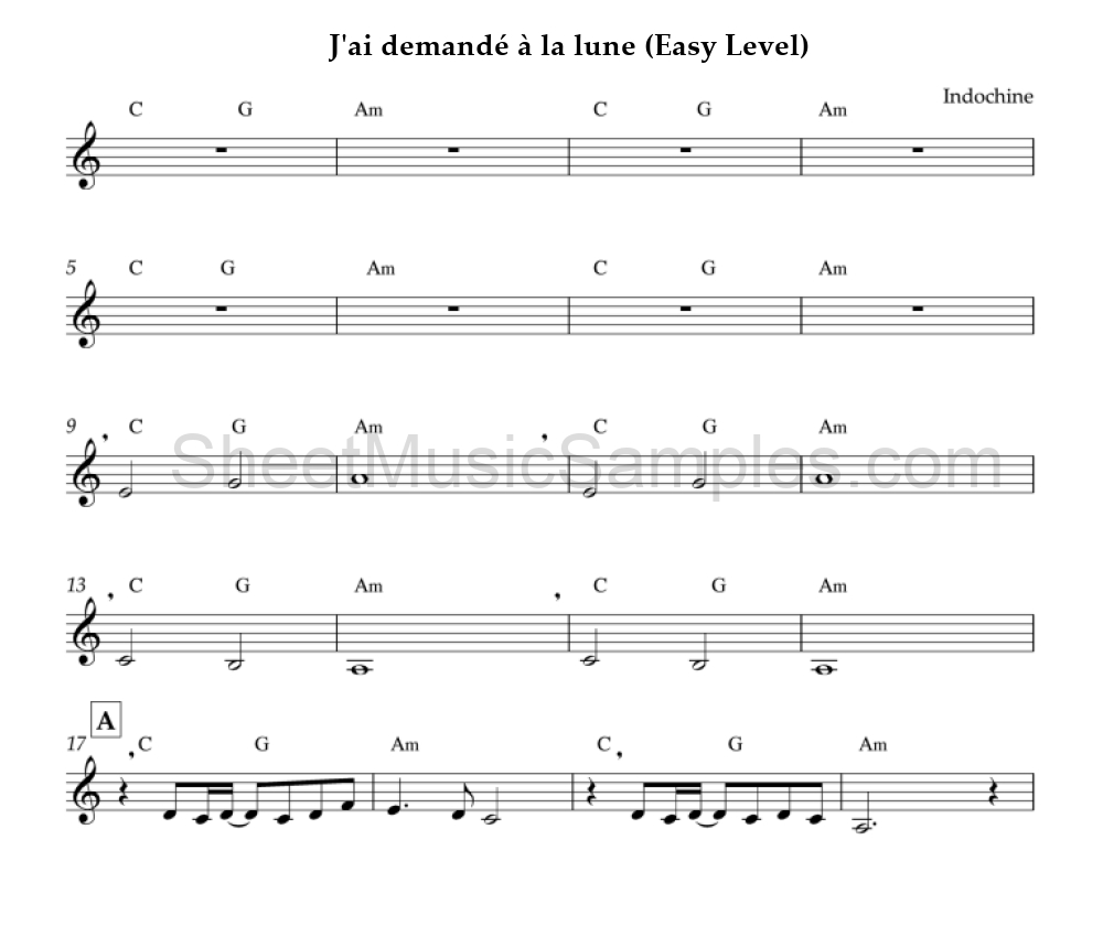 J'ai demandé à la lune (Easy Level)