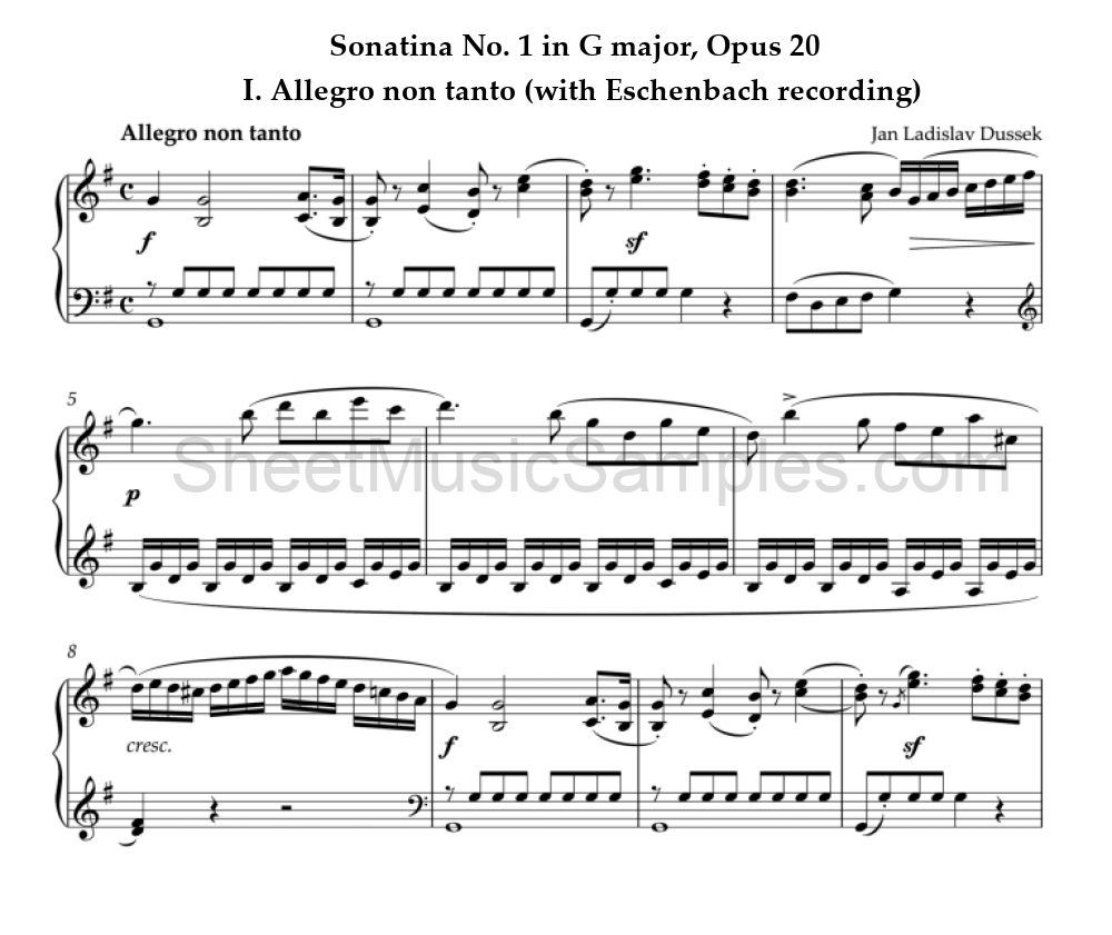 Sonatina No. 1 in G major, Opus 20 - I. Allegro non tanto (with Eschenbach recording)