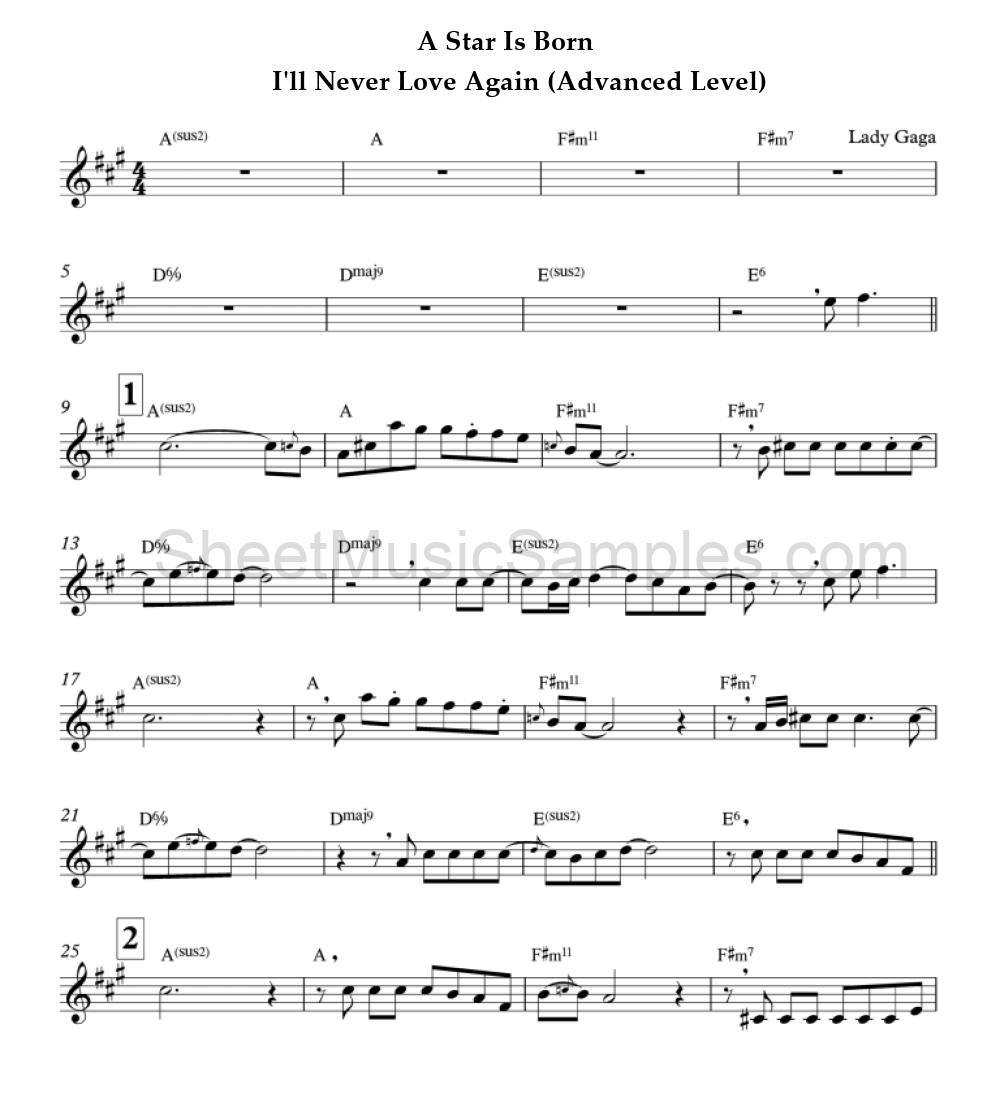 A Star Is Born - I'll Never Love Again (Advanced Level)