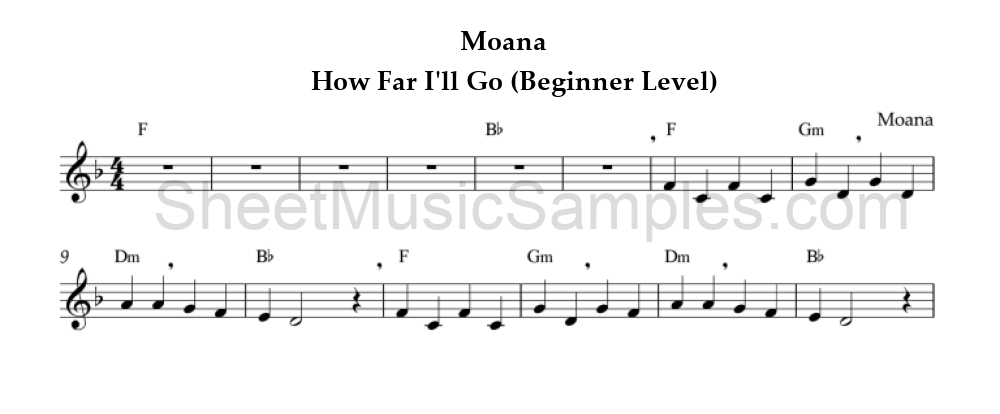 Moana - How Far I'll Go (Beginner Level)