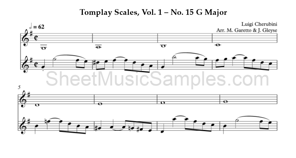 Tomplay Scales, Vol. 1 – No. 15 G Major