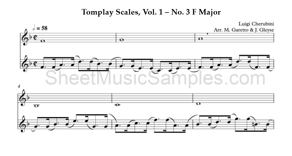 Tomplay Scales, Vol. 1 – No. 3 F Major