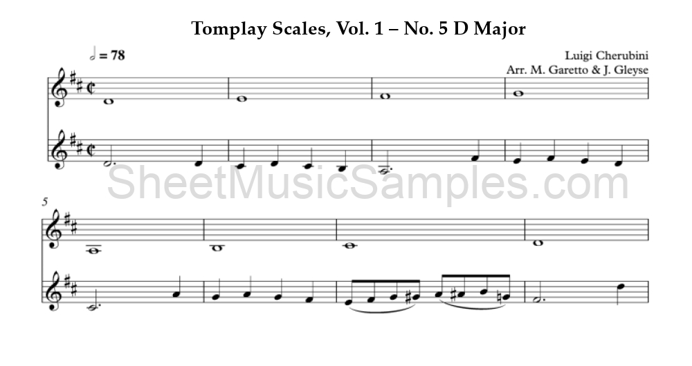 Tomplay Scales, Vol. 1 – No. 5 D Major