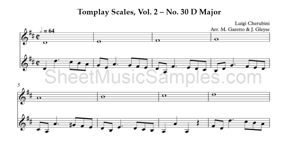 Tomplay Scales, Vol. 2 – No. 30 D Major