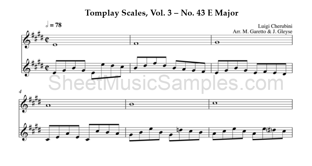 Tomplay Scales, Vol. 3 – No. 43 E Major