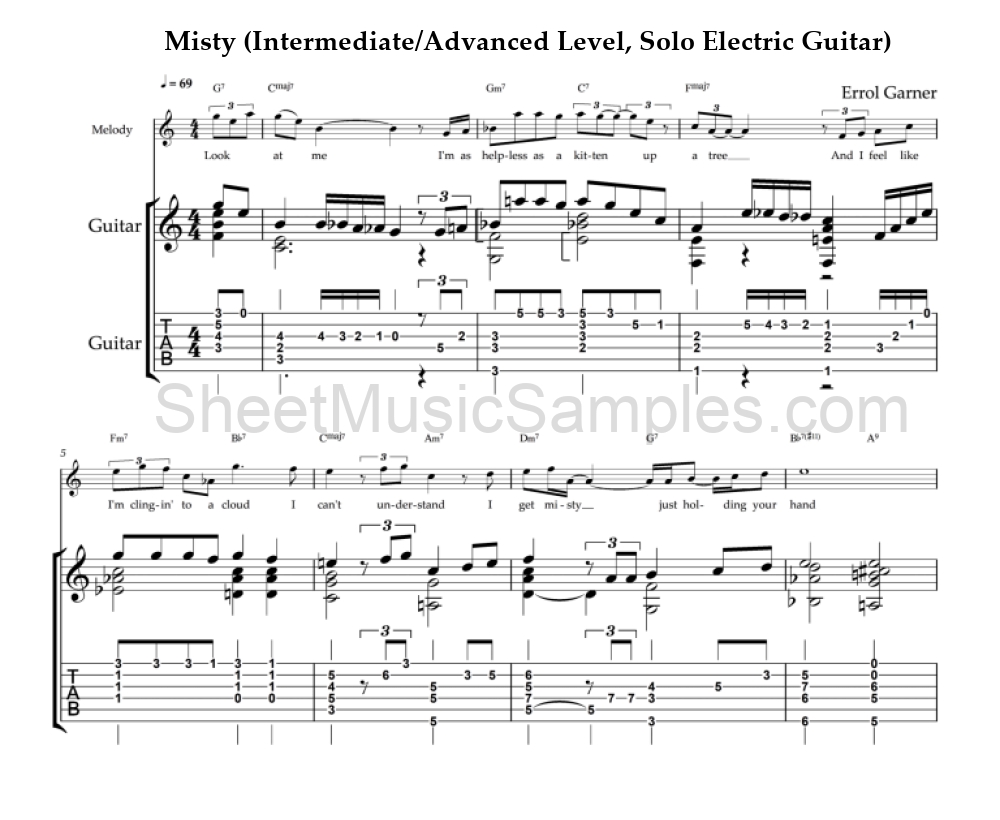 Misty (Intermediate/Advanced Level, Solo Electric Guitar)