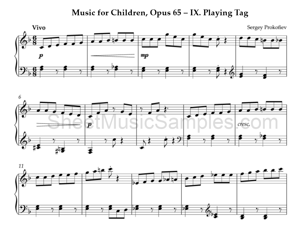 Music for Children, Opus 65 – IX. Playing Tag