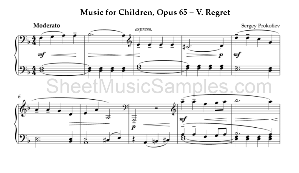 Music for Children, Opus 65 – V. Regret